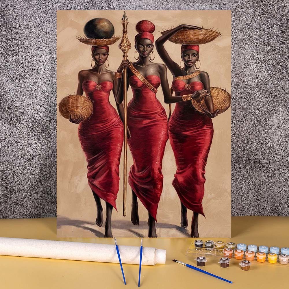 Resin Art On Canvas - African Woman Paint By Numbers HandPainted
