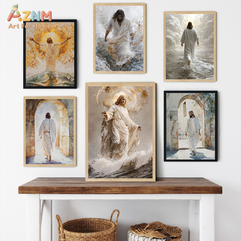 Resin Art On Canvas - AZNM Jesus Christ Canvas Print Walking