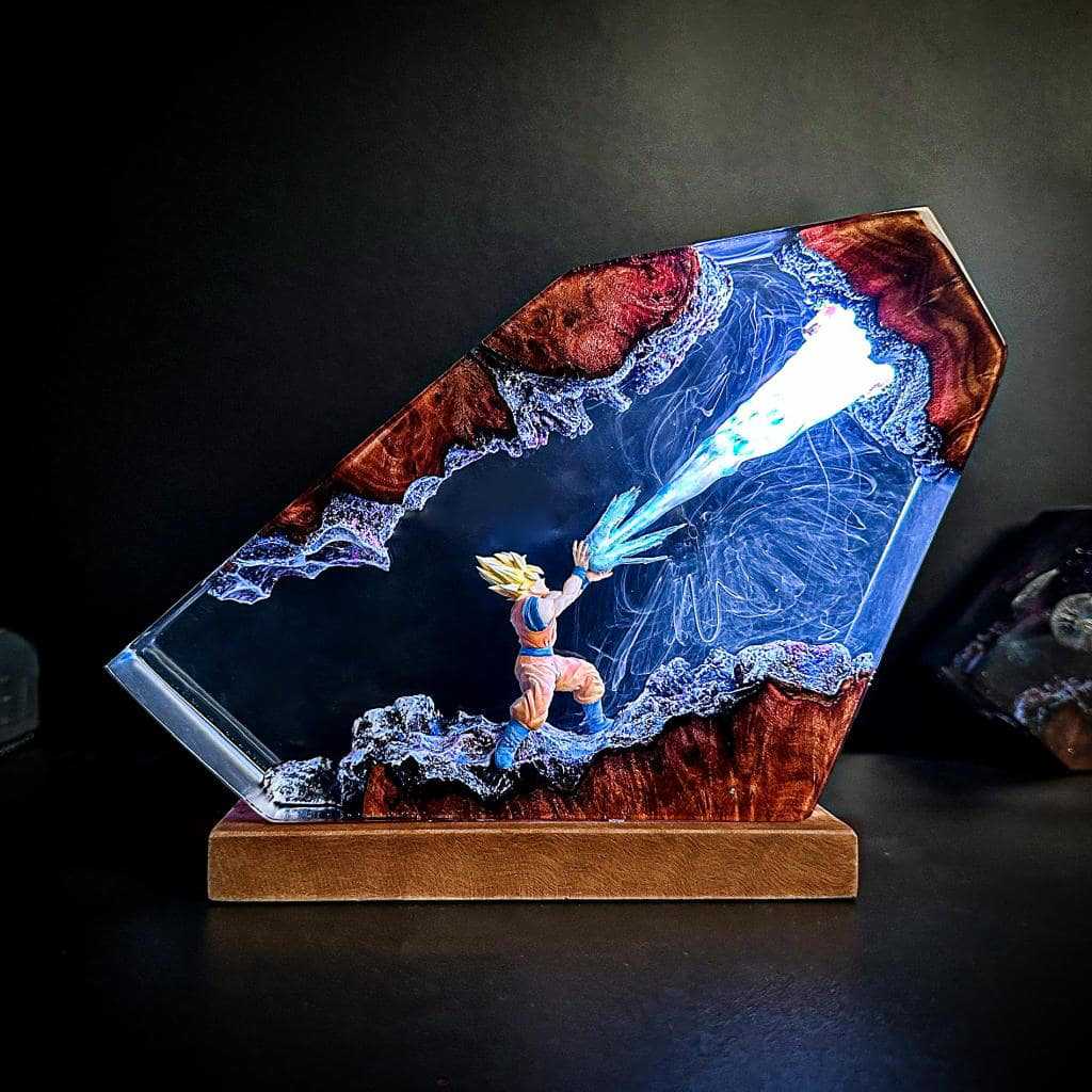Resin Art Goku - Goku Kamehameha Epoxy Resin LED Night