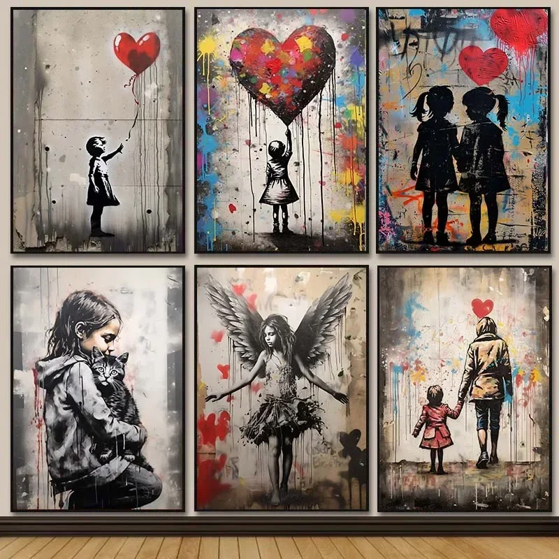 Banksy Graffiti Boy Girl with  - Resin Art On Canvas recension och pris