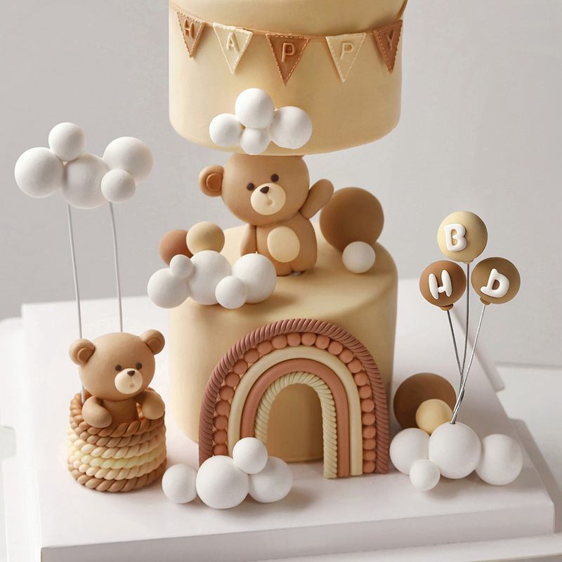 Soft Clay Cute Bear Cake Toppe - Resin Art Clay recension och pris