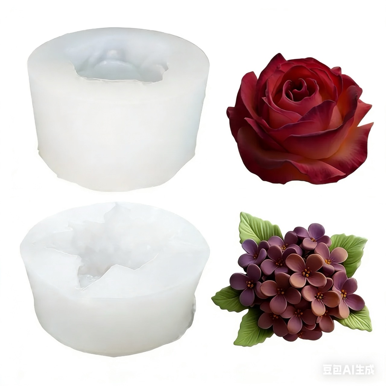 2-Piece 3D Rose and Lilac Sili - Resin Art Wedding Gift recension och pris