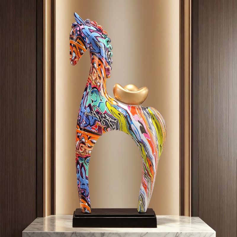 Colorful Horse Sculpture Ornam - Resin Art Gift For Birthday recension och pris