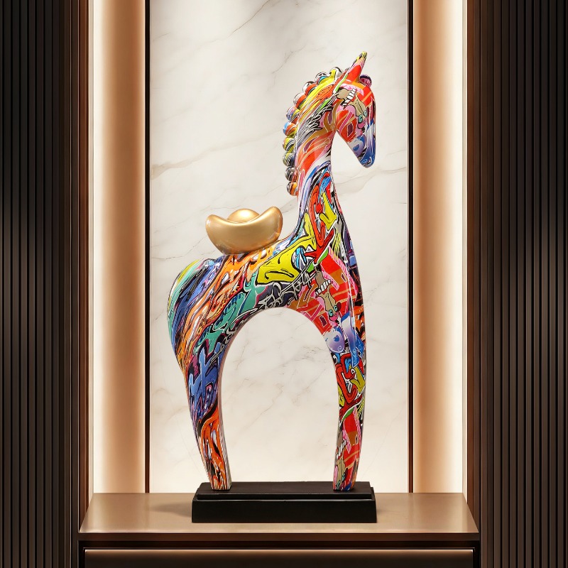 Colorful Horse Sculpture Ornam - Resin Art Gift For Birthday recension och pris
