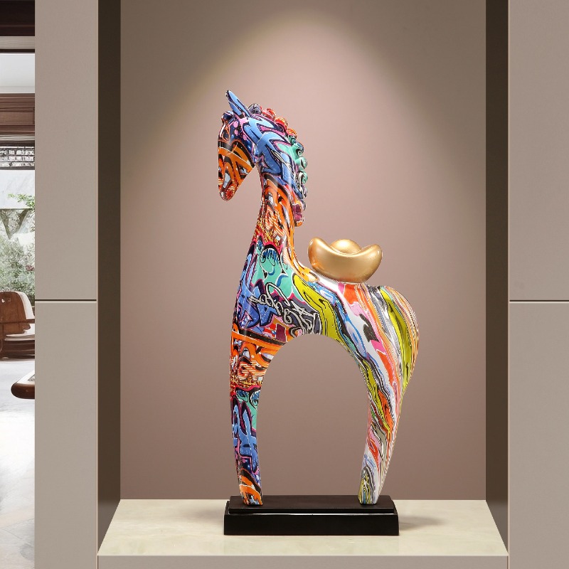 Colorful Horse Sculpture Ornam - Resin Art Gift For Birthday recension och pris